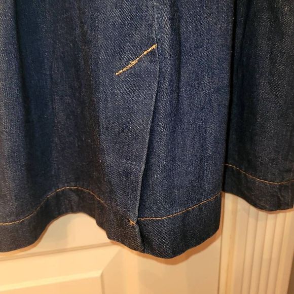 Vintage 80s Hollywood Blvd Denim Jean Fitted Ruffle Dress - Picture 9 of 9